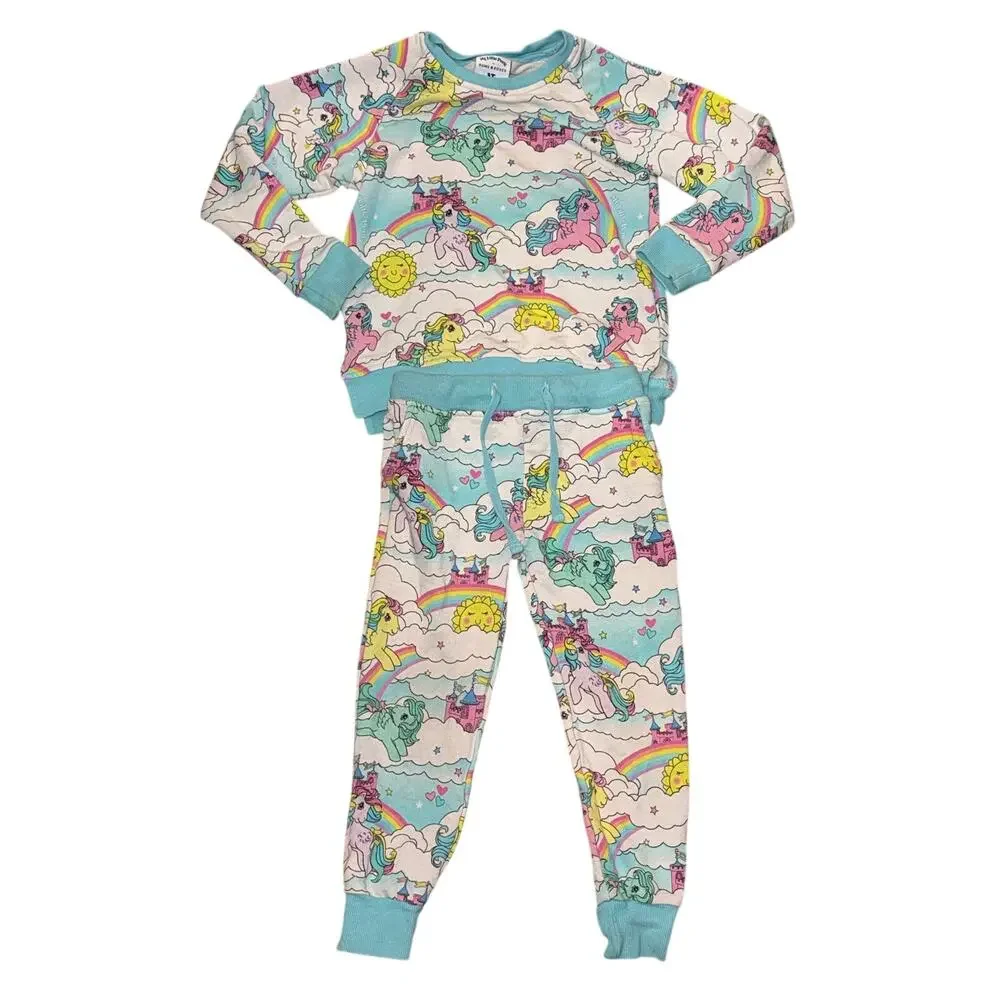Bums & Roses x My Little Pony two-piece jogger set in girls size 3T.